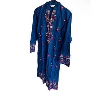 CHINYERE Indian Pakistani Embroidered Cotton Formal Kurta Dress Size S